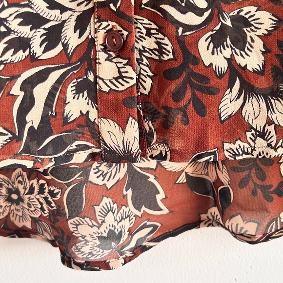 For Love & Lemons Gracie Blouse | Brown & Cream Floral | Size XS - Picture 10 of 14